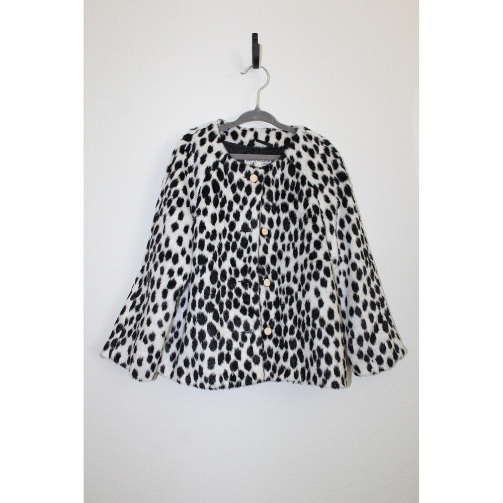 Janie & Jack Collection Girls Dalmatian Faux Fur Jacket White Black Coat 4-5